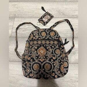 VERA BRADLEY CAFE LATTE  retired  print floral  Paisley Backpack and coin bag